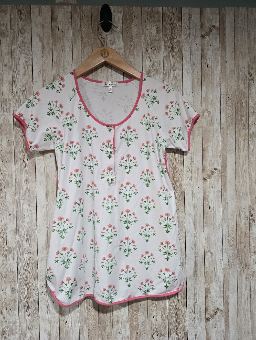Lake Pajama Floral Snap Button  100% Pima Cotton Top S